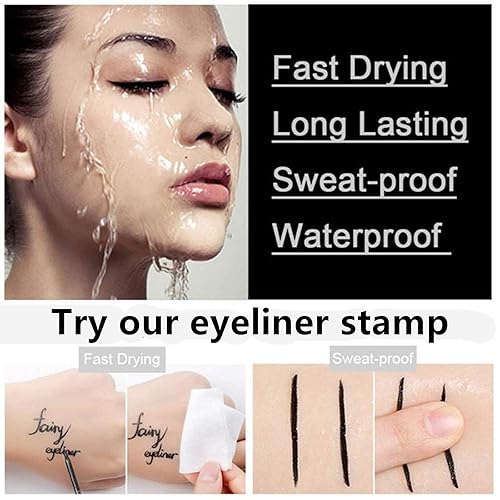 Miniatura 6 de Sello delineador de ojos de doble cabeza, impermeable y a prueba de manchas, 4 bolígrafos delineador de ojos. Sello de ojo de gato de ala perfecta,