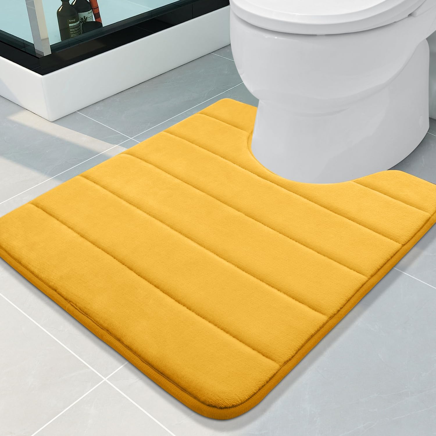 Buganda Memory Foam UShaped Contour Toilet Rugs, Non Slip