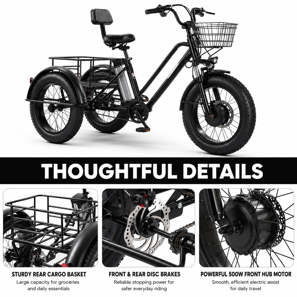 Tricycle électrique pour Adultes – Capacité De Charge 200Kg