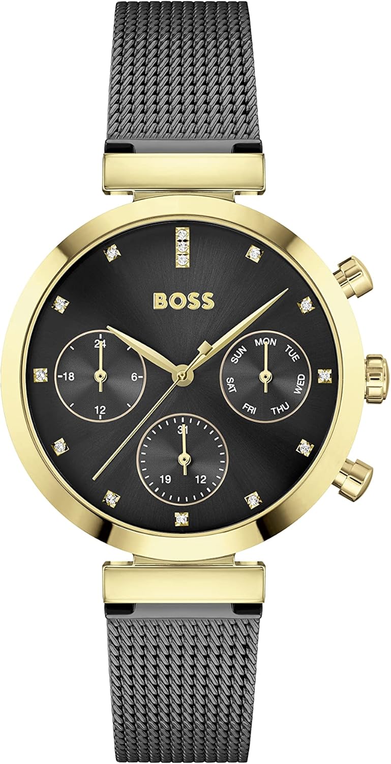 BOSS Orologio analogico multifunzione al quarzo da donna collezione Flawless con cinturino in acciaio inossidabile