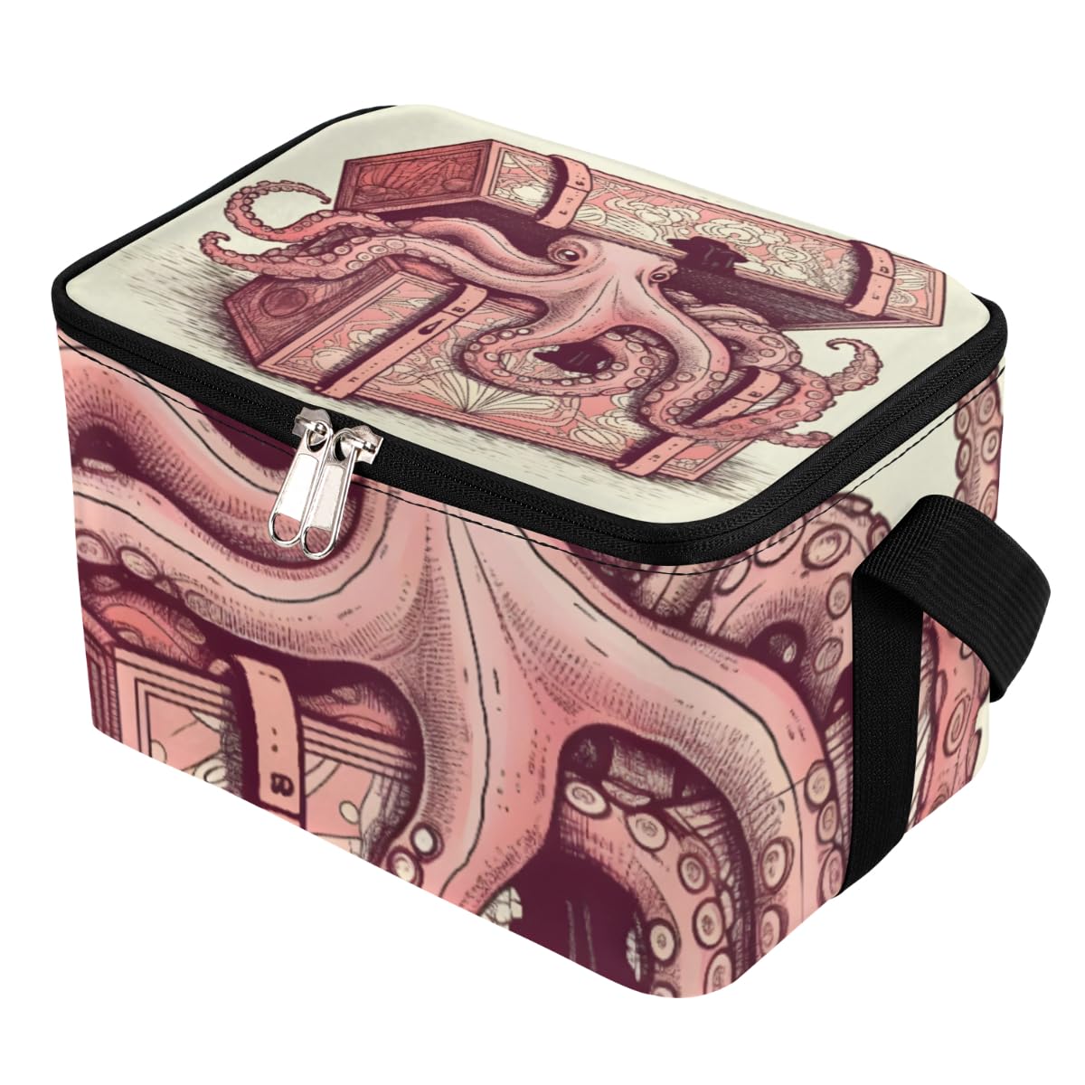 GzLeyigou Lunch Bags for Women Men 9 Cans,Octopus Hot & Cold Food Delivery Bag Insulated Grocery Bag Insulated Lunch Box Aquatic Animal Cooler Bag for Office Work Picnic Beach