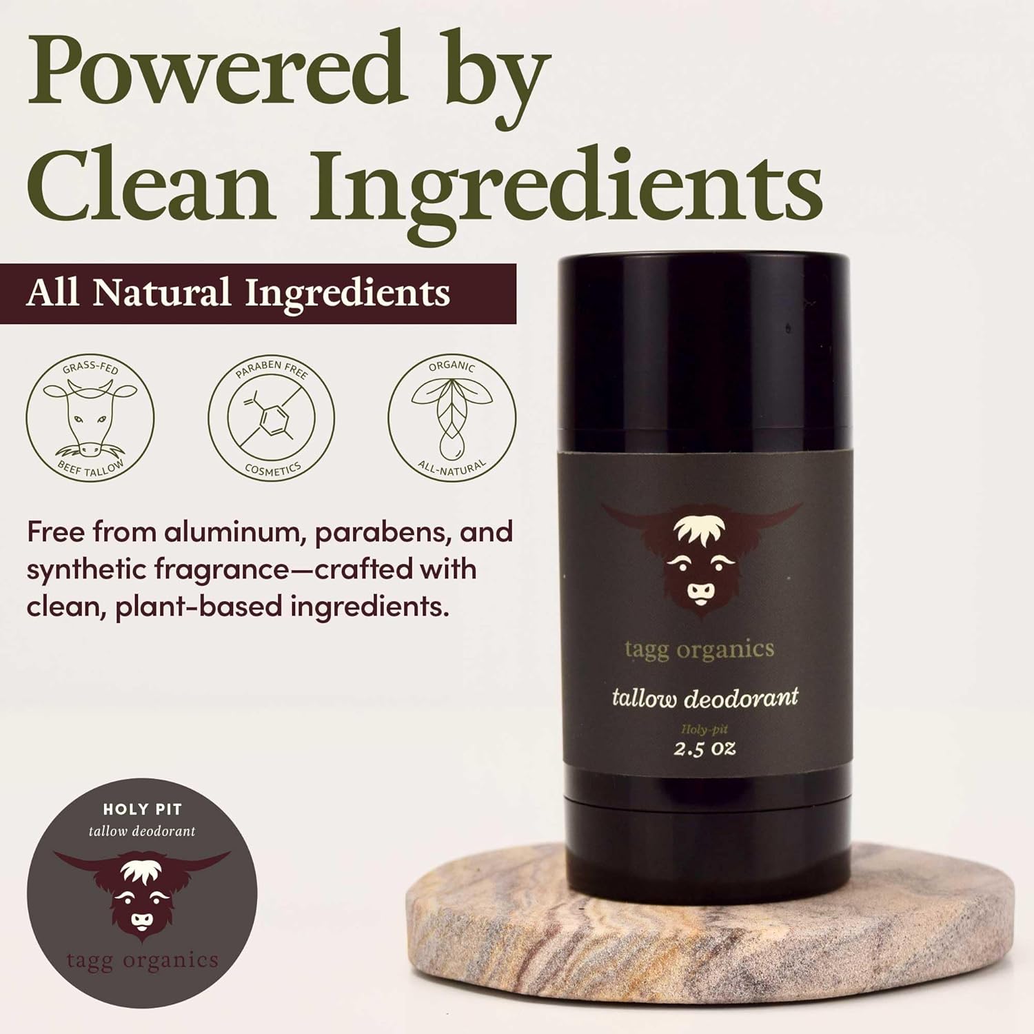Purely Organic Deodorant from Grass-Fed Tallow and Natural Odor Neutralizers – Pure Essential Oils and Vitamin K For Skin Health and Nourishment – Scent Holy Pit (Frankincense & Myrrh)
