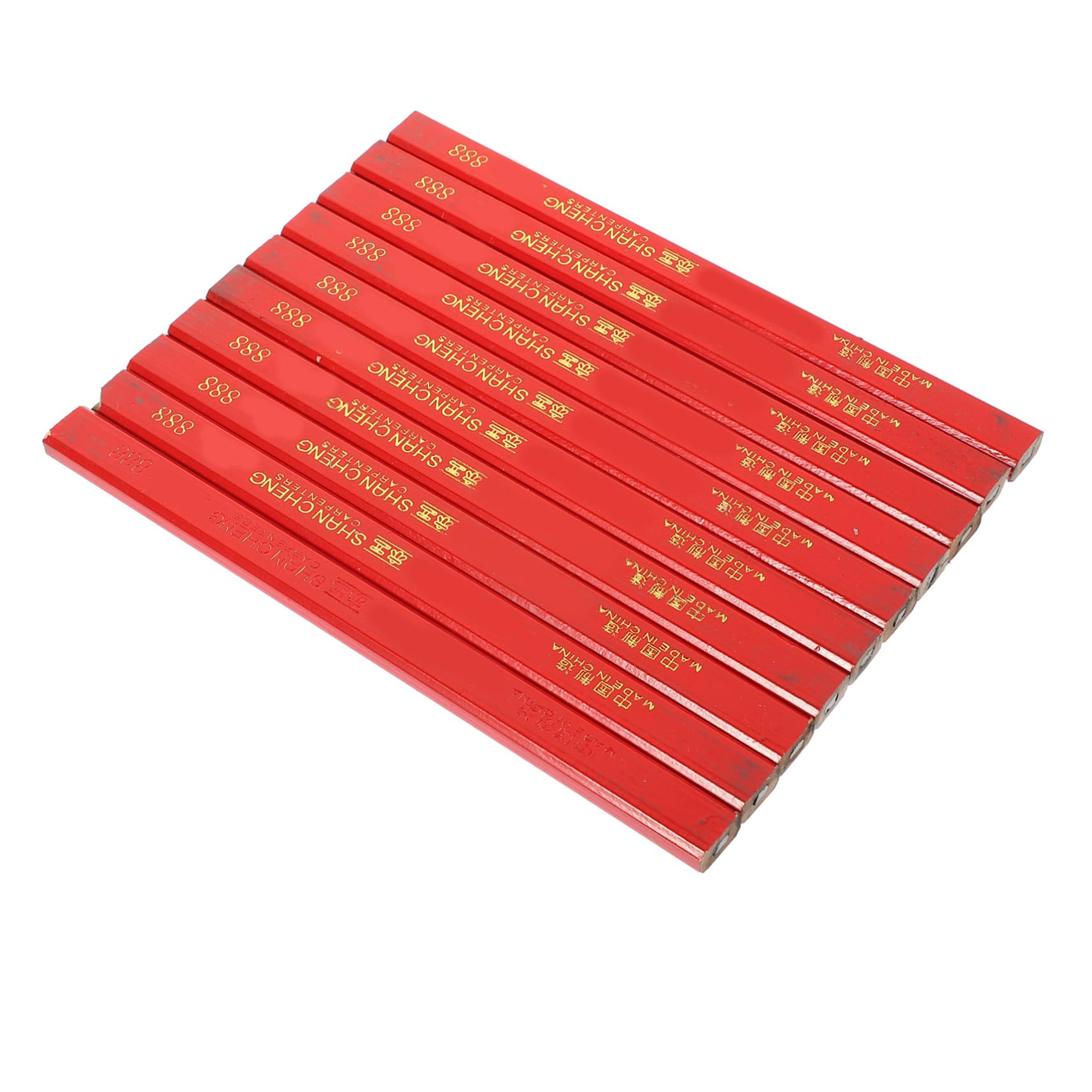 ORFOFE Crayons de Charpentier Octogonaux 72 Pièces en Bois Rouge | Traçage pour Bois et Surfaces Rugueuses, Forme Non Circulaire Anti-roulement, Lot de 72