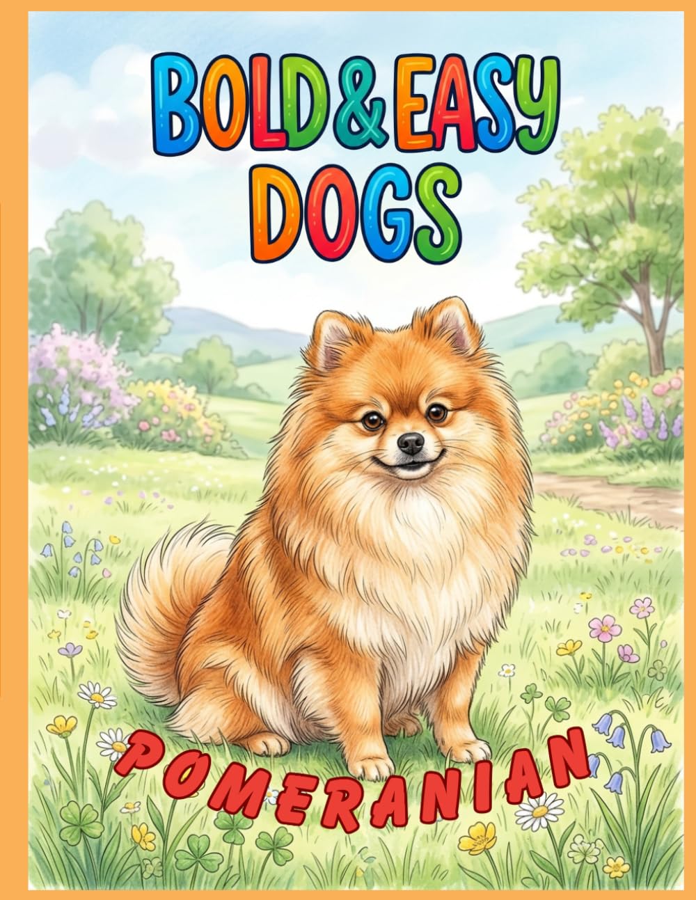 Bold & Easy Dog Breeds Pomeranian: A Coloring Book for Seniors and Dog Lovers with Thick Lines and Simple, Large-Print Artwork