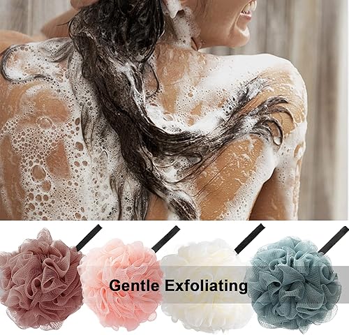 Miniatura 7 de Esponja de baño con gancho paquete de 4 esponjas de ducha de malla suave esponja exfoliante esponja exfoliante accesorios de baño de belleza