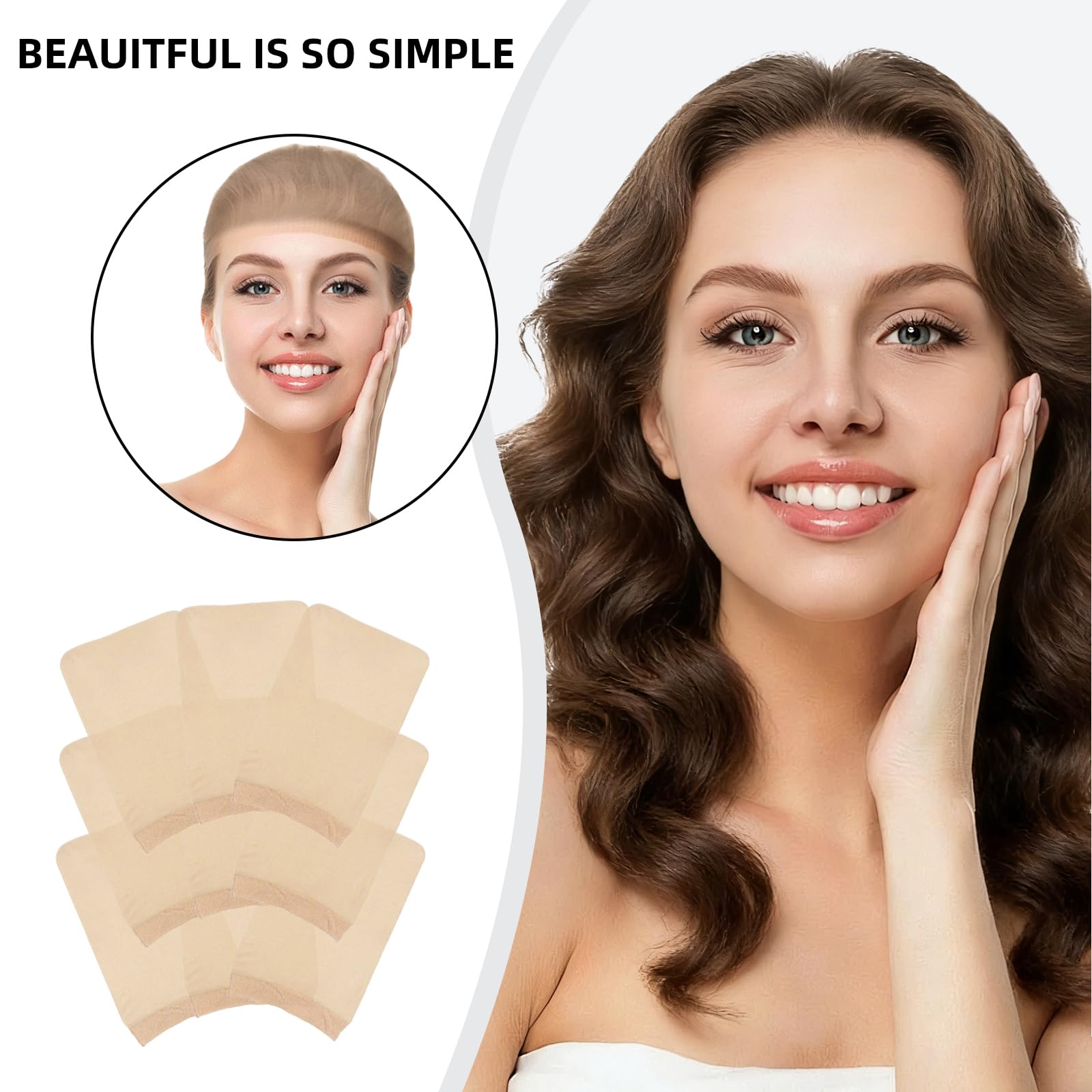 Nylon Wig Caps Invisibile Traspirante Elasticizzato Donna Retina per Capelli Ultra Sottile (Nude)