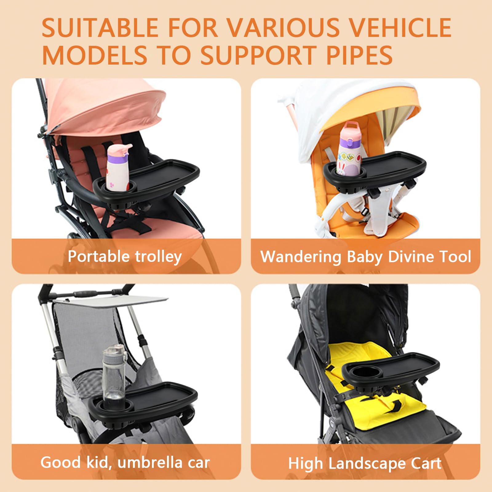 Vassoio Snack Per Passeggino - Portabicchieri E Divisorio, Regolabile - Foto 4