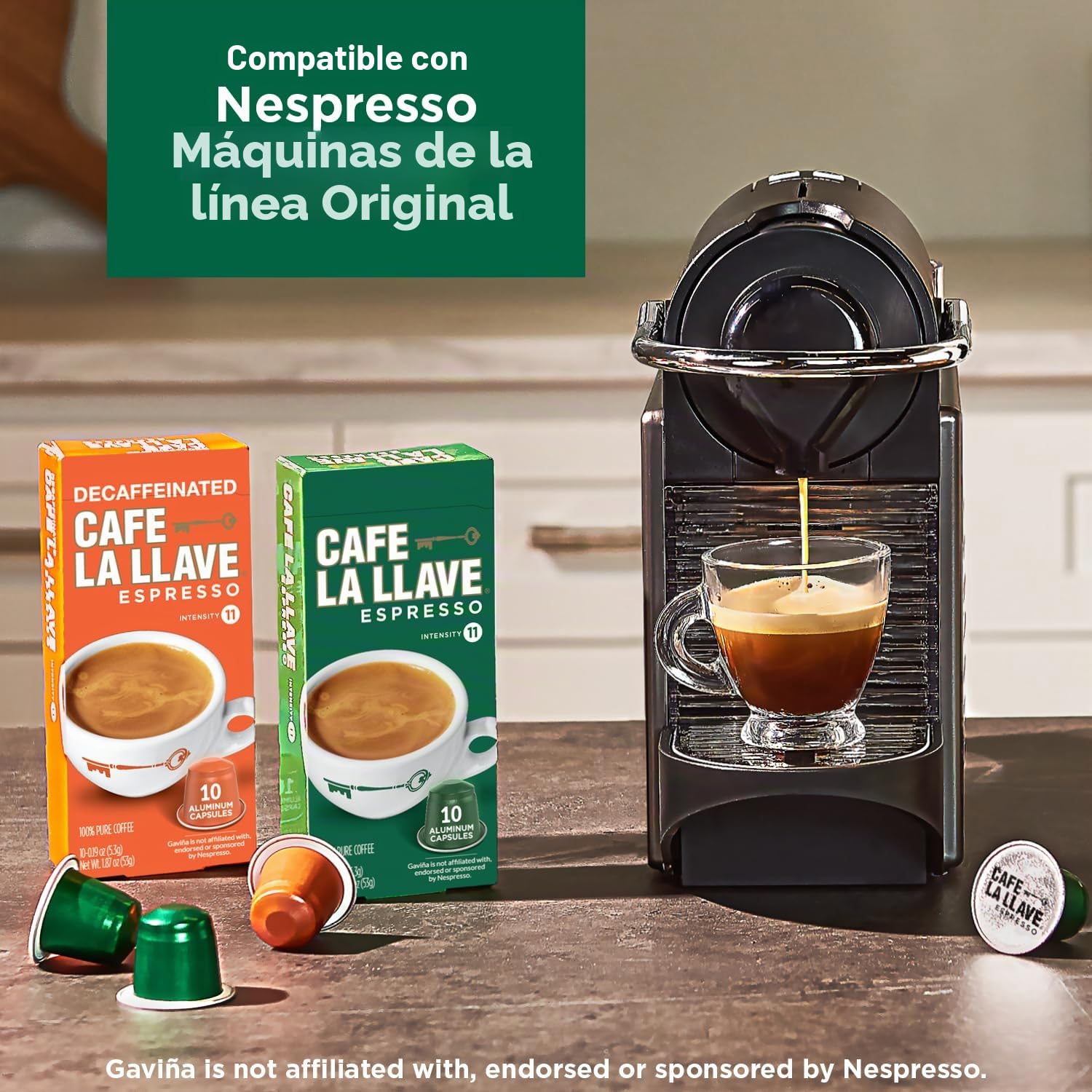 Cafe La Llave Cápsulas Expresso, Cápsulas Reciclables de Aluminio 80 Cuentas, Intensidad 11, Compatibles con Máquinas Nespresso Originales