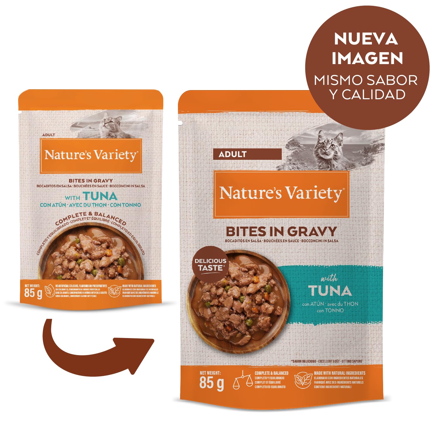 Nature's Variety Bocaditos en Salsa Comida Húmeda para Gatos Cajita Multisabor 12 x 85g