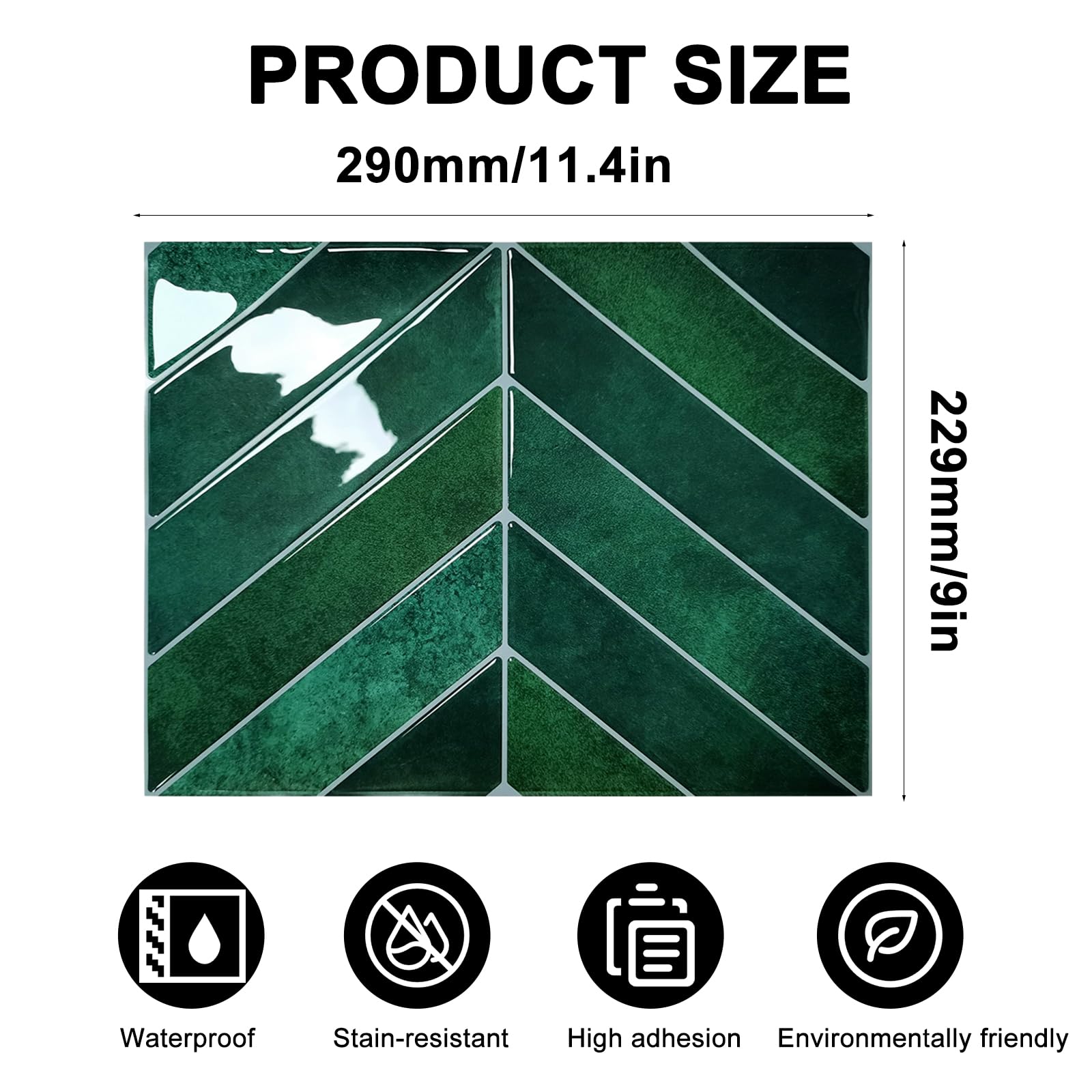 10 piastrelle adesive 3D in vinile, autoadesive, per cucina, impermeabili, paraspruzzi, piastrelle autoadesive per bagno e cucina, colore verde avocado