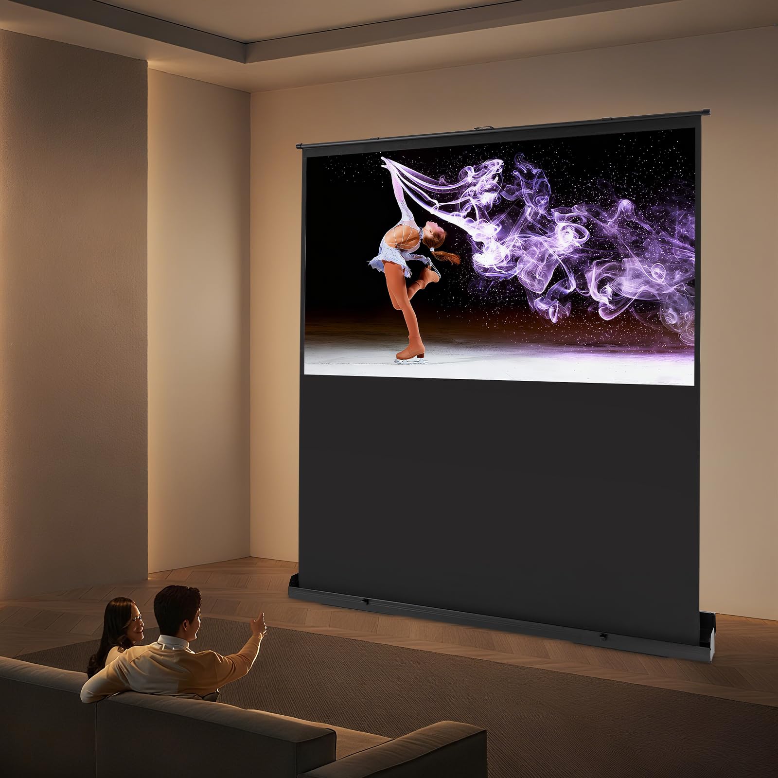 Proiettore di tela portatile 170 x 200 cm Home Cinema Proiettore Regolabile Altezza Schermo di Proiezione Ultra Proiettore Tela Proiettore Da Pavimento Schermo