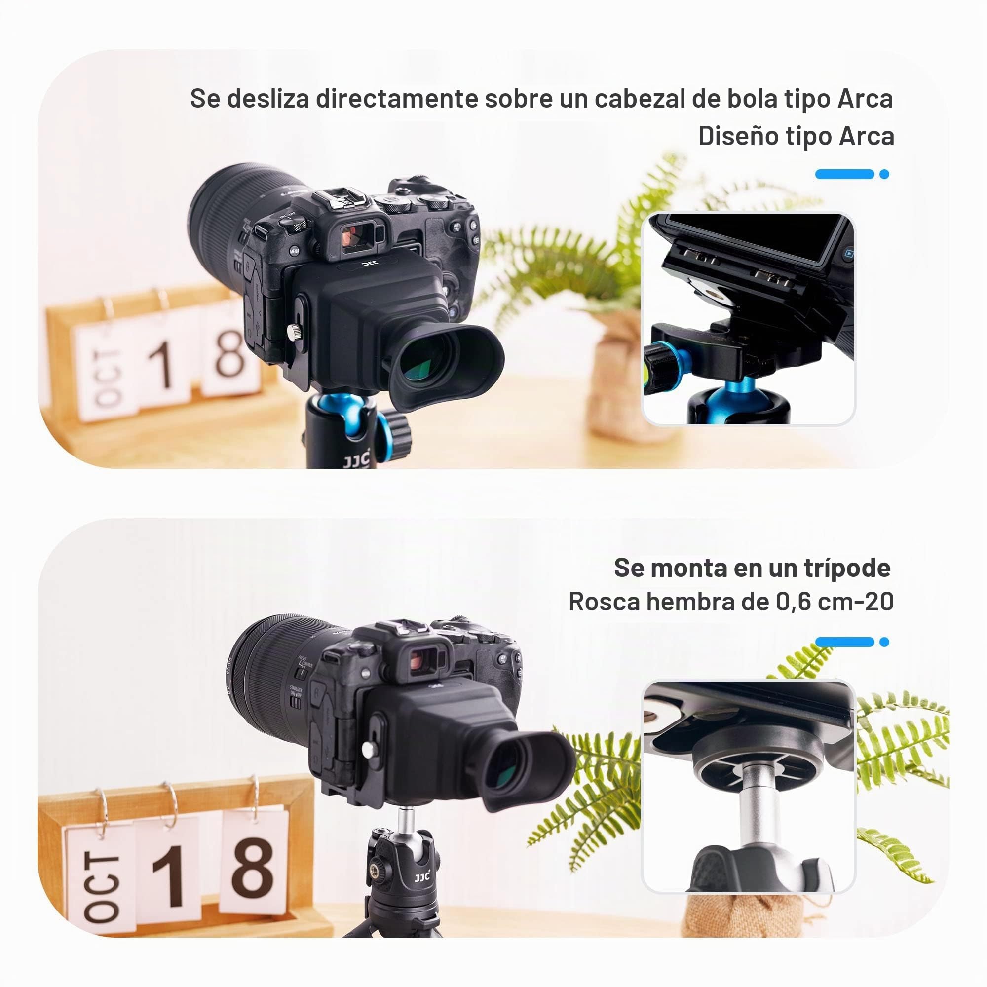 JJC - Visor LCD para cámara de fotos (3 de aumento de ancho x 3, con placa de liberación rápida tipo Arca, parasol para cámaras réflex digitales