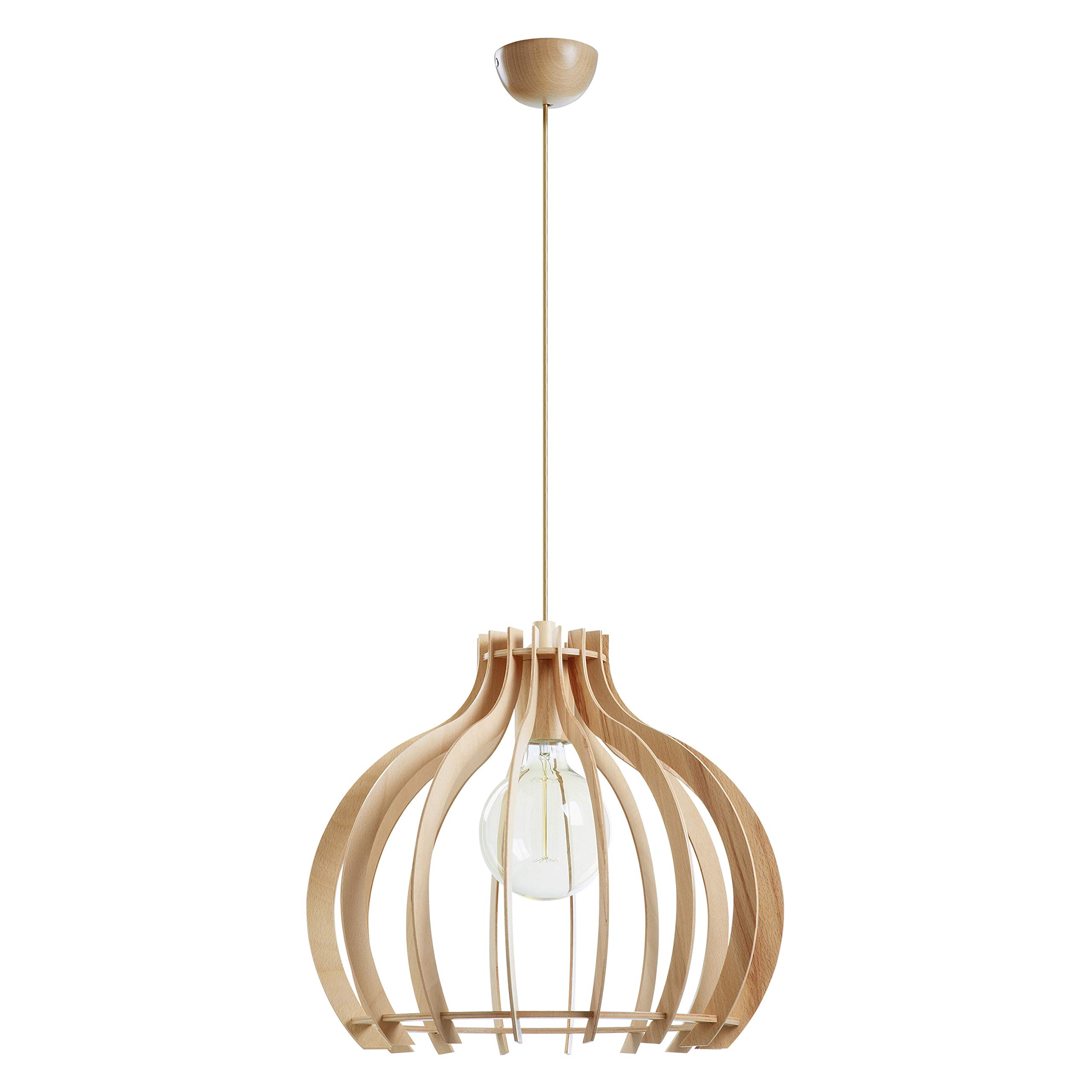 CUSKA plafonnier en bois de hêtre E27 intérieur IP20 Ø44cm Suspension en bois de style nordique pour salle à manger, cuisine et restaurants.…