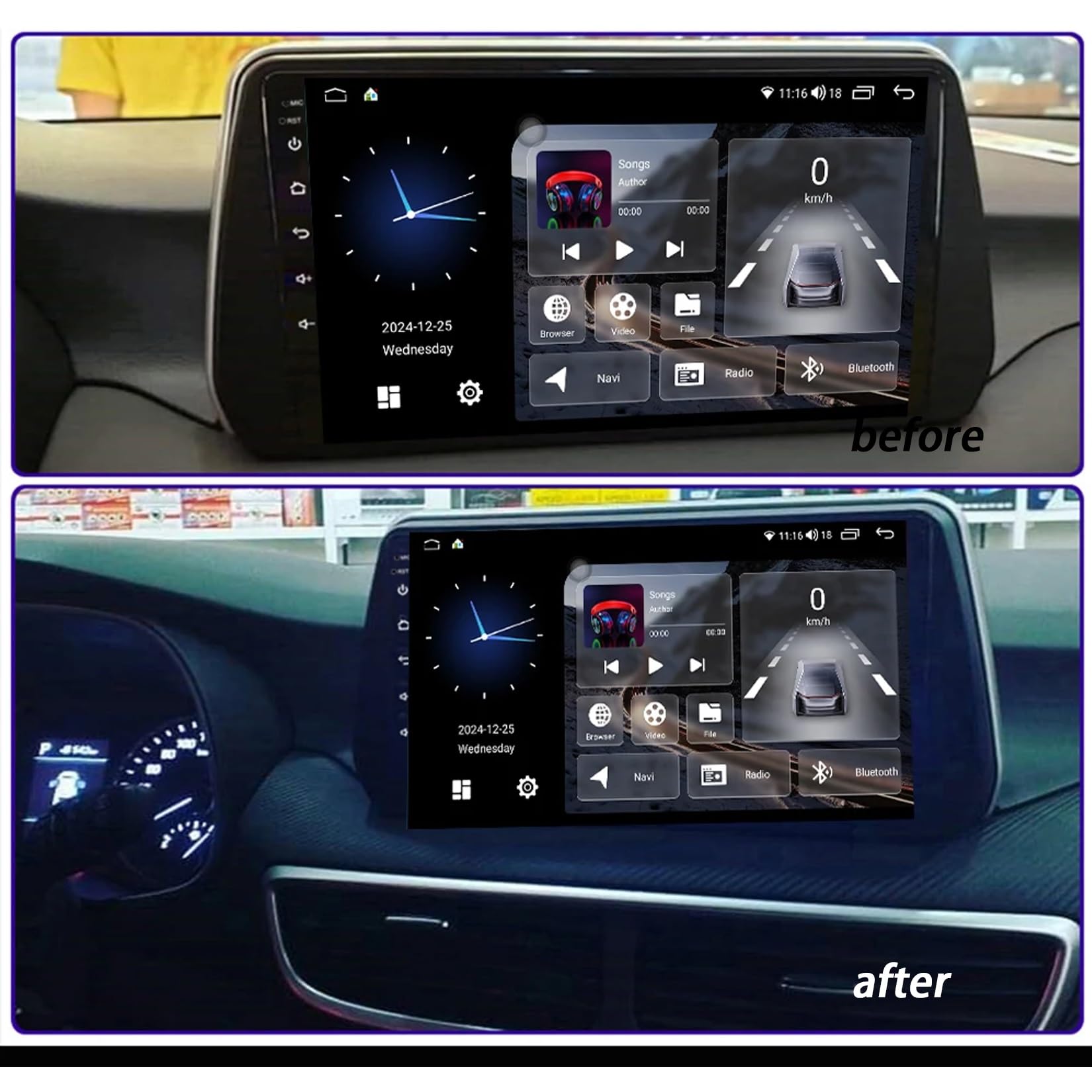 Ekran Carplay dla Hyundai Tucson 2019 2020 Z Bluetooth/Fm/Aux; Obsługa Mirror Link Nawigacji Gps Sterowania Głosowego, 4 Rdzeń 1G+16G