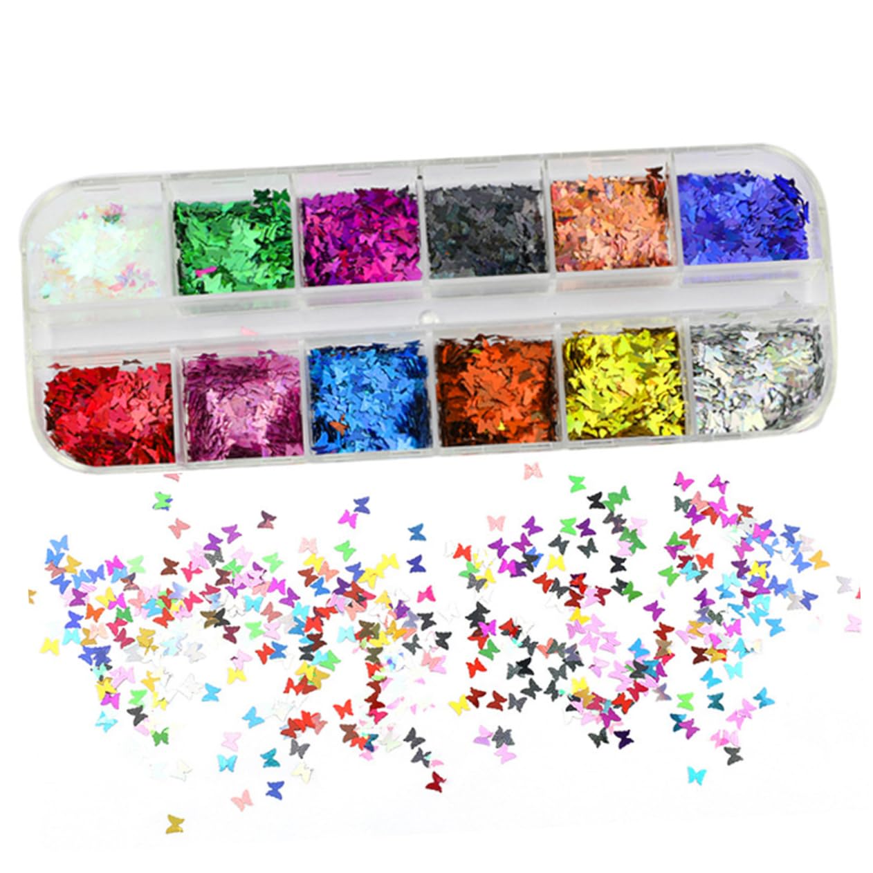 FOMIYES Nail Sequins Kit 2 Boxes 12 Colors Glitter Stickers for Manicure for Party Wedding Decorations