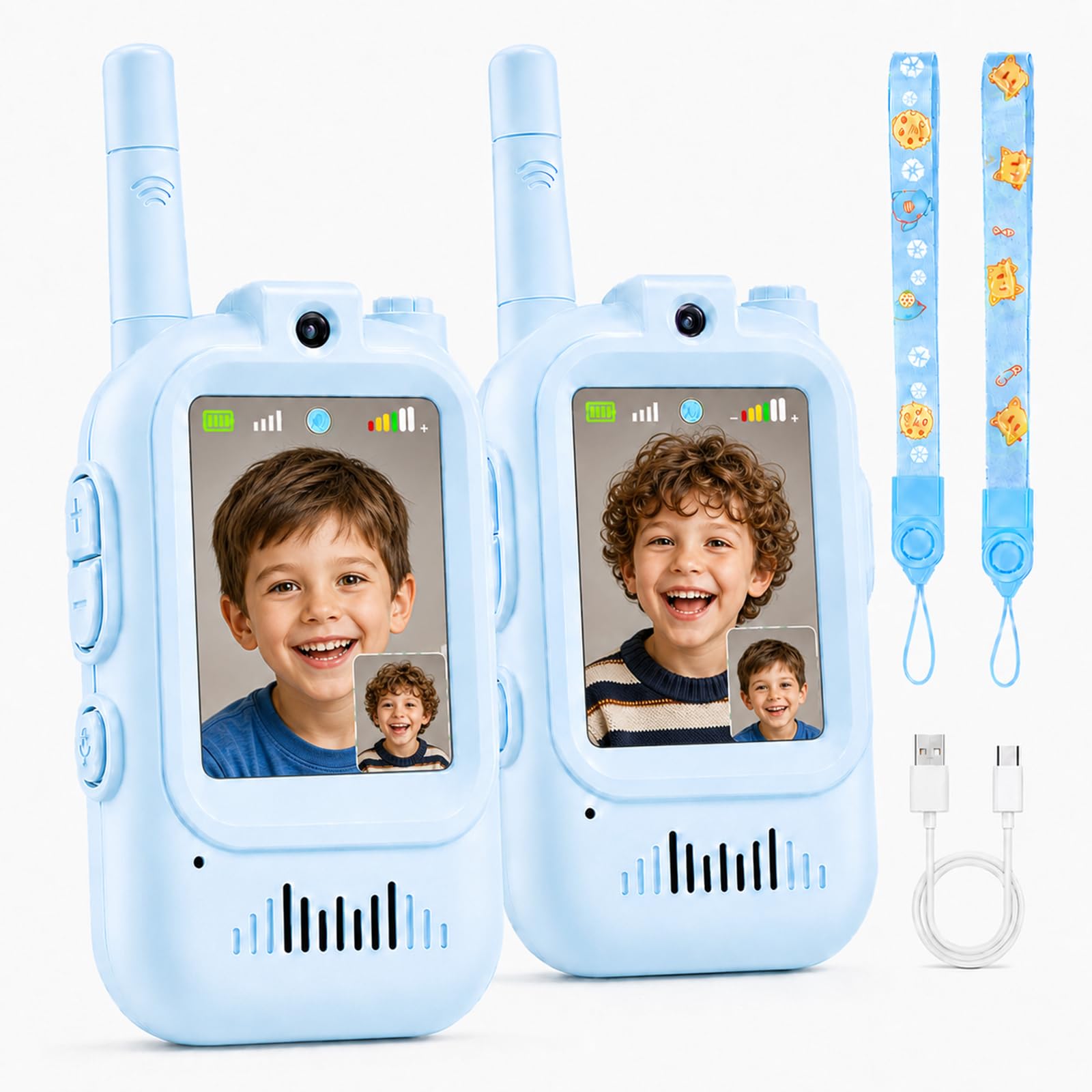 Video Walkie Talkies for Kids, 2 Pack Rechargeable with Screen