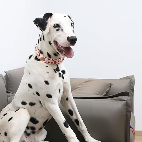 Miniatura 3 de Collar para perro Lionet Paws, cómodo y ajustable, collar lindo con hebilla de metal para perritos machos y hembras y gatos, patrón de fresa, XS,