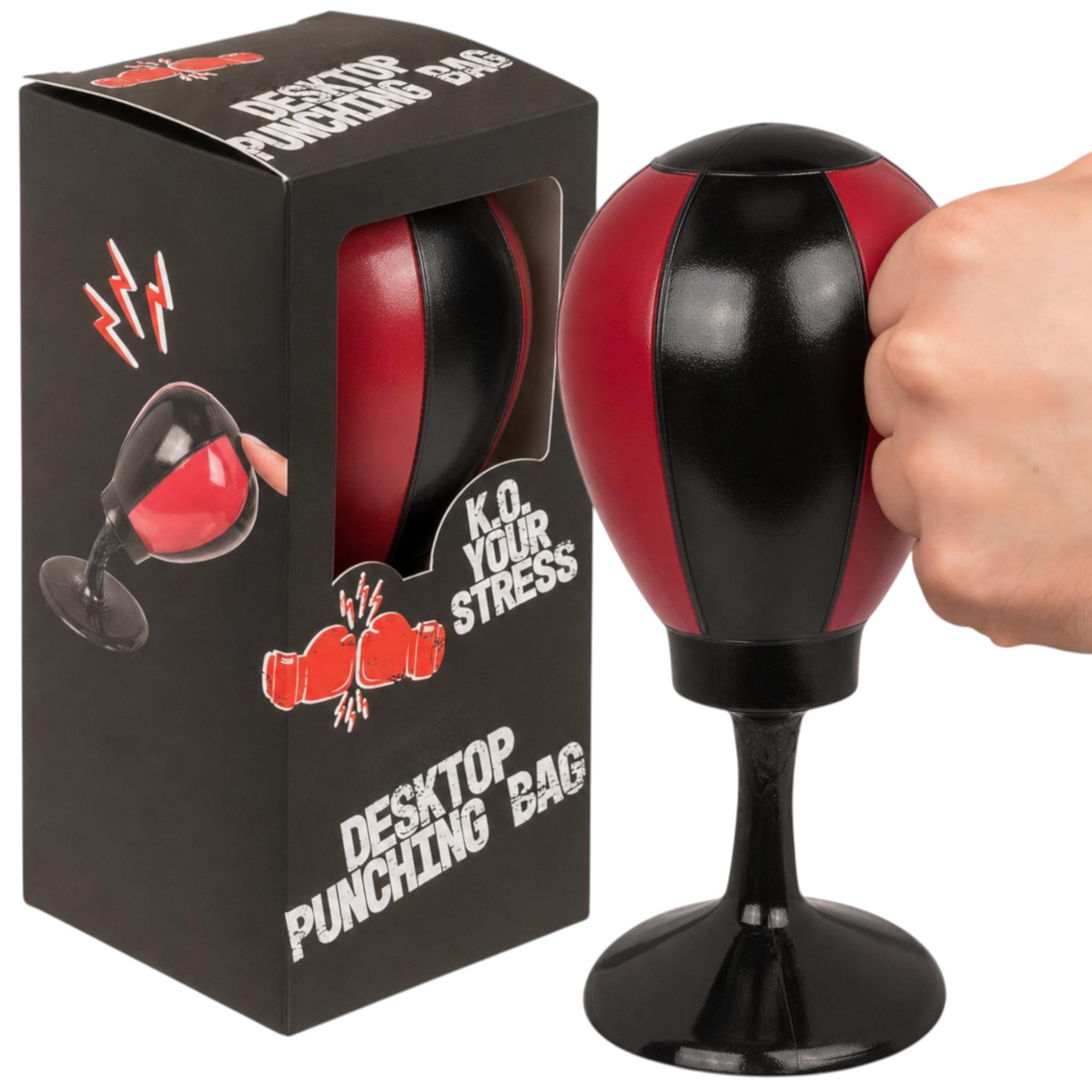 MIJOMA Desk Punch Bag 16cm - Anti Stress Punching Ball with Suction Cup Random Color - Funny Stress Relief for Office & Home Office