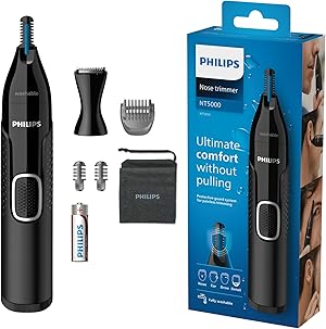 Philips Nasentrimmer 5000 Serie, Effiziente Haarentfernung für Nase, Ohren und Augenbrauen, mit PrecisionTrim-Technologie, wasserdicht, Modell NT5650/16