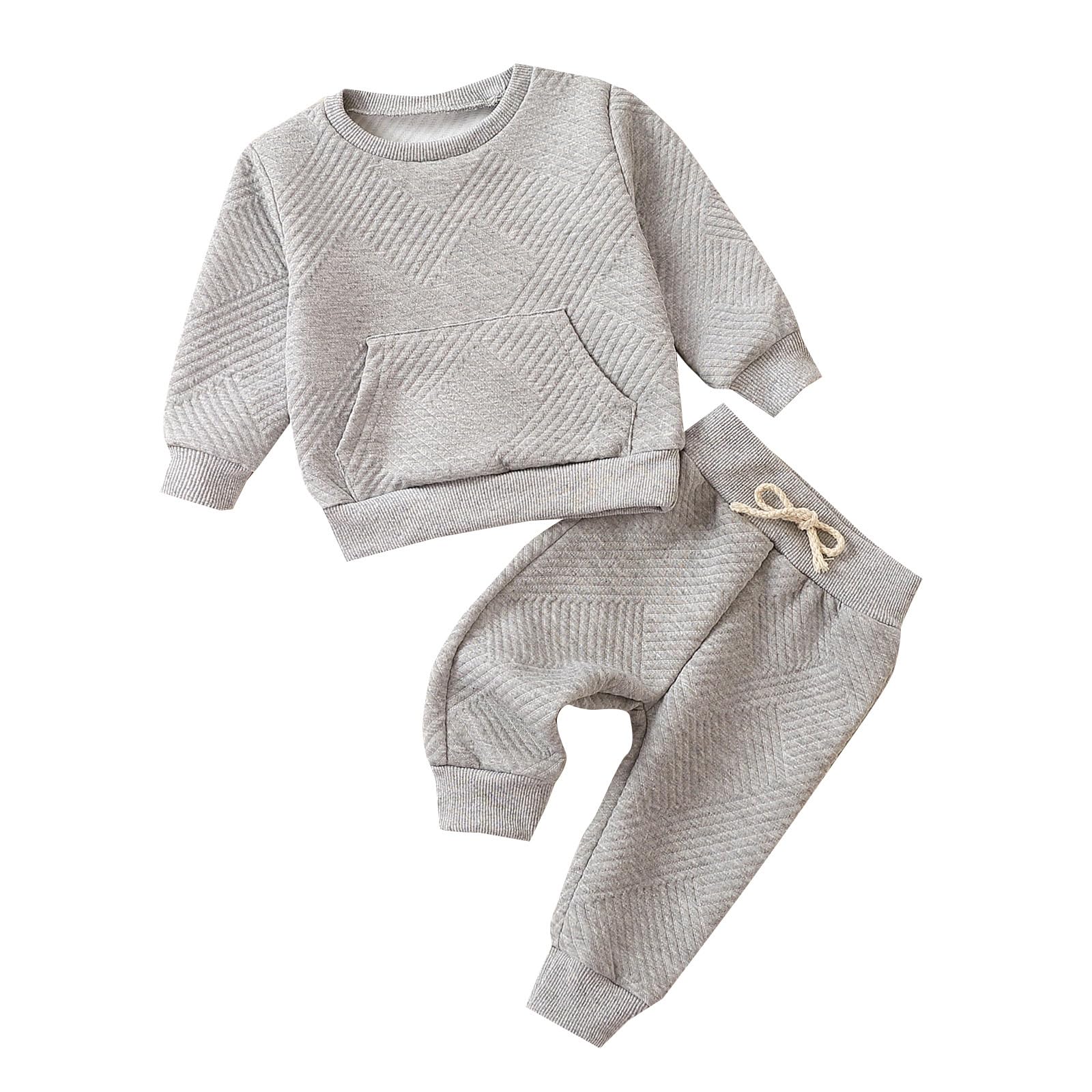 YanmucyToddler Baby Boy Clothing Outfits Unisex Cotton Pullover Sweatshirt Tops Trousers Set Baby Boy Girl Casual Tracksuit Spring Autumn Clothing Set