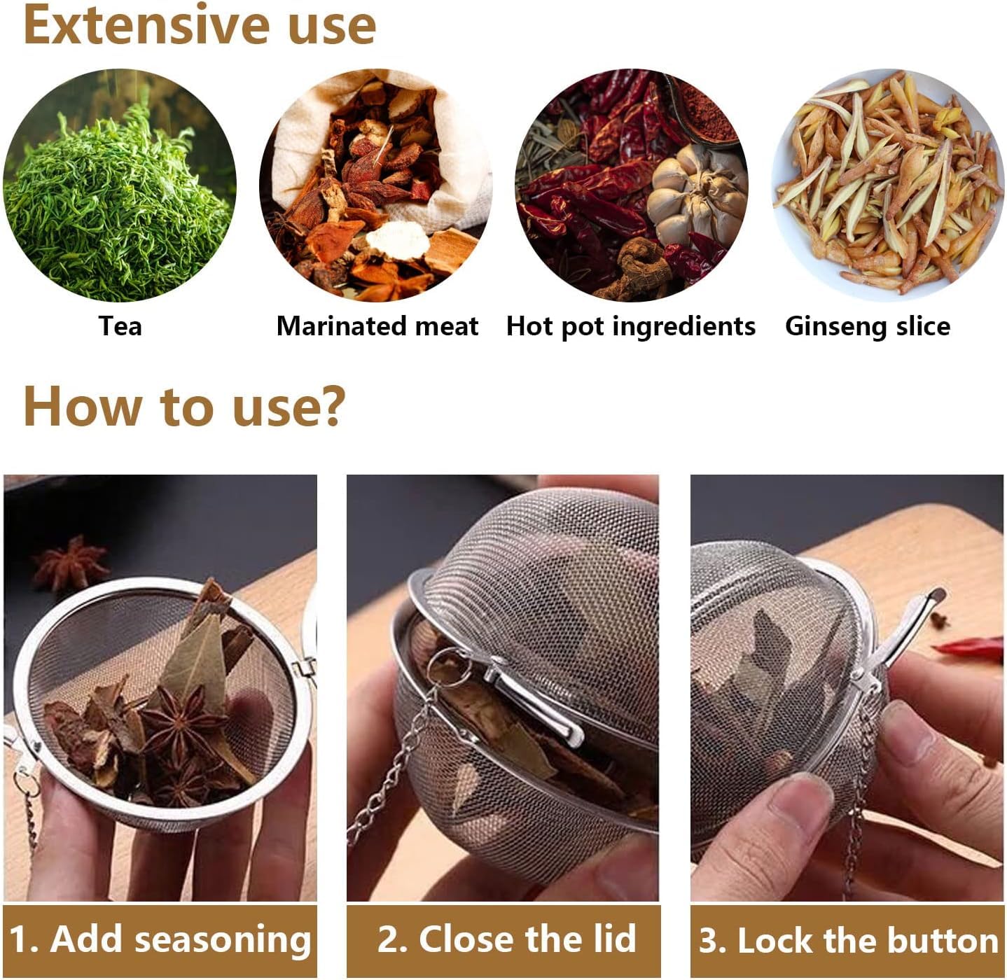 Stainless Steel Tea Ball - Loose Leaf Tea Infuser -5