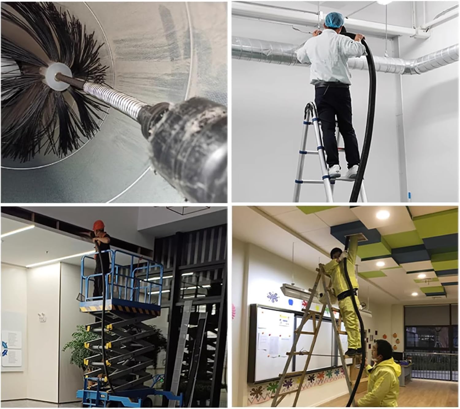 110V/220V Fresh Air Duct Cleaning Machine, HVAC Duct Cleaner with 15m Flexible Shaft Rotary Brush, 1.97"-7.87" Pipe Diameter Sweeping & Suction Integrated, Vent Cleaning Vacuum for Ventilation