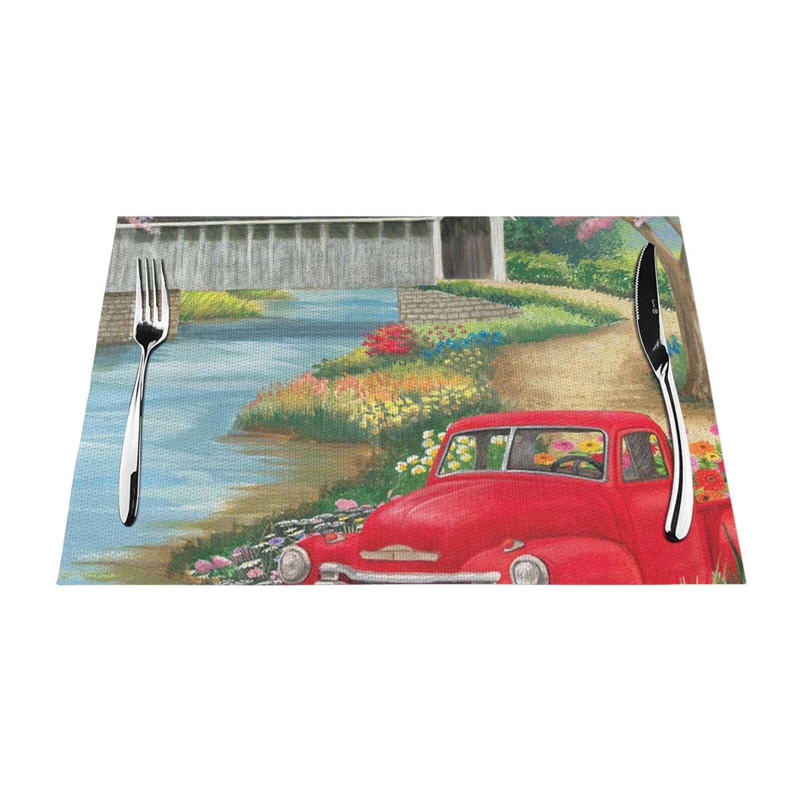 Sets de table en PVC tissé imperméable et résistant à la chaleur pour les repas