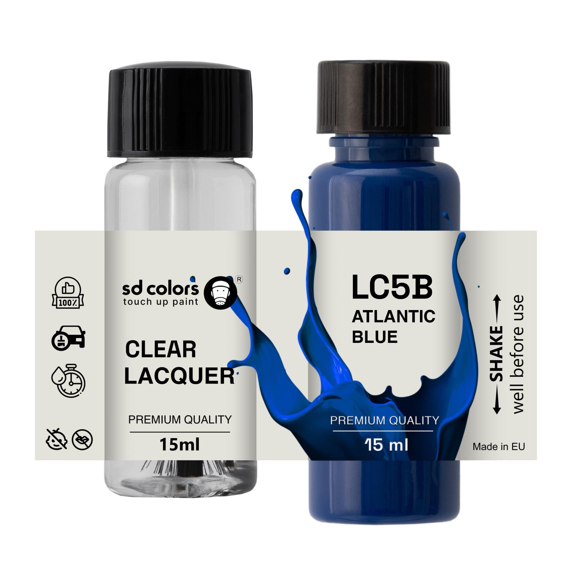 SD COLORS ATLANTIC BLUE LC5B New Touch Up Paint 15 ML REPAIR SCRATCH CHIP BRUSH COLOR CODE LC5B ATLANTIC BLUE (PAINT+LACQUER)