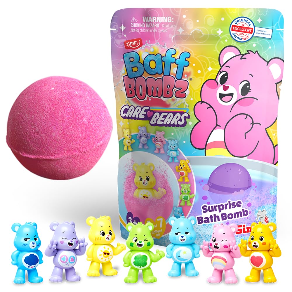 ZIMPLI - Grande Bombe de Bain Surprise Bisounours – 1 des 7 Jouets Bisounours Surprise à Collectionner, Un par Baff Bomb, Figurines à Collectionner, Petits Cadeaux pour Sacs d’Anniversaire