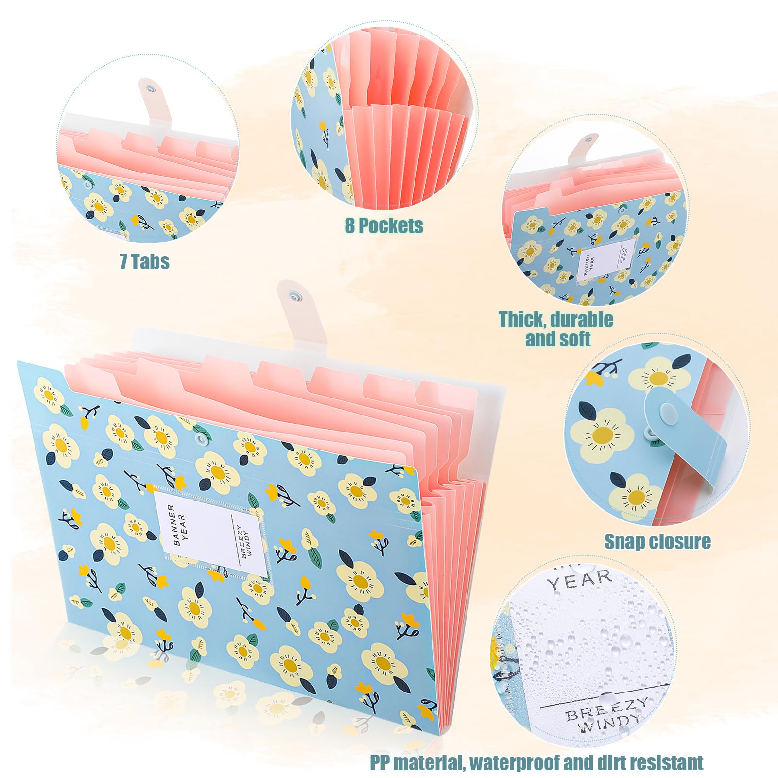 Candcamp 2 Pack A4 Expanding File Folders, Plastic Document Organizer with Snap Button - Image 3