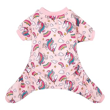 CuteBone Dog Pajamas Pink Unicorn Dog Apparel Dog Jumpsuit Pet Clothes Pajamas Puppy Clothes P67XXL