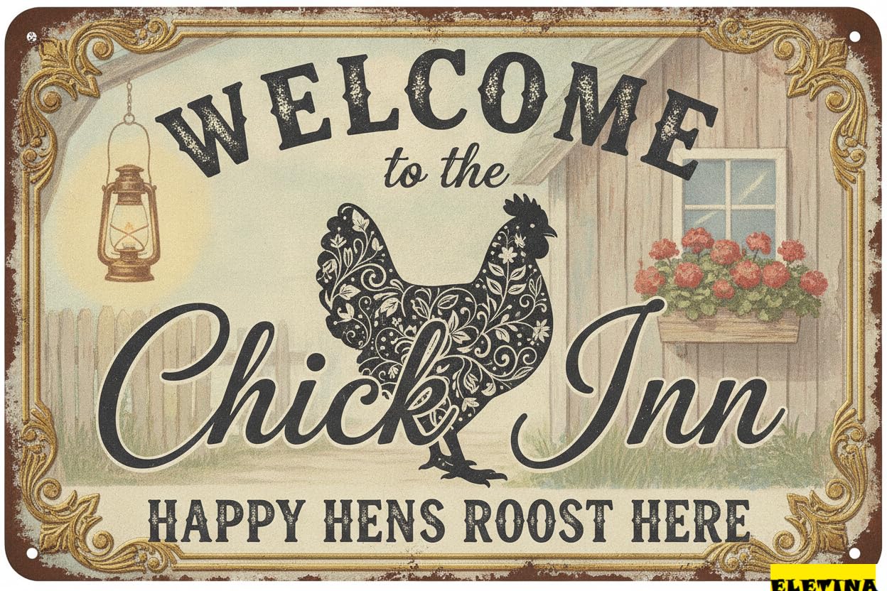 Personalized Sign for Man Cave Funny Chicken Coop Vintage Metal Tin Farmhouse Rooster Decor Gift Chicken Lovers Farmers Home Outdoor Farm Fence Garden Yard Patio 8x12in Private Property Decorative