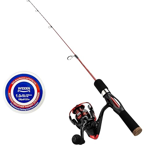 Ice Fishing Rod and Reel Combo, 27" Medium Light Spinning Ice Fishing Pole, Gear with Tackle Box Kit, Line, Lures for Saltwater, Freshwater Trout, Bass, Walleye