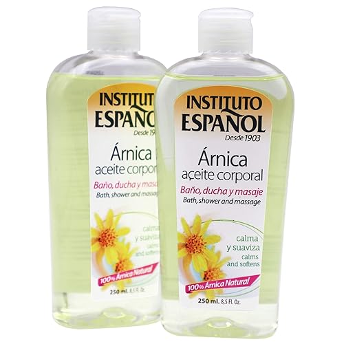 Instituto Español Aceite de árnica, Aceite corporal, Ayuda a aliviar la tensión muscular, Propiedades calmantes y suavizantes, Fragancia fresca, 250