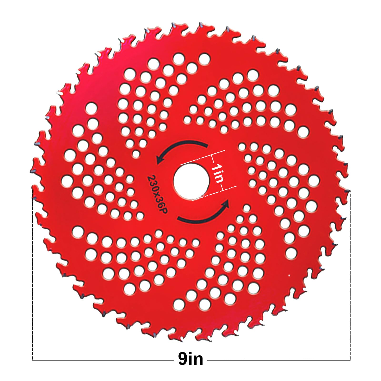 Lama per decespugliatore da 22,9 cm, con punta in carburo a 36 denti, per Stihl, Husqvarna, Sears, Echo, Poluan, Redmax, Shindaiwa, mangia-erbacce e decespugliatore, rosso, 1 confezione