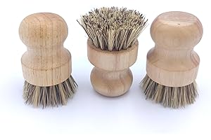 Coconut Palm Bristles Mini Round Dish Brush Set of 3