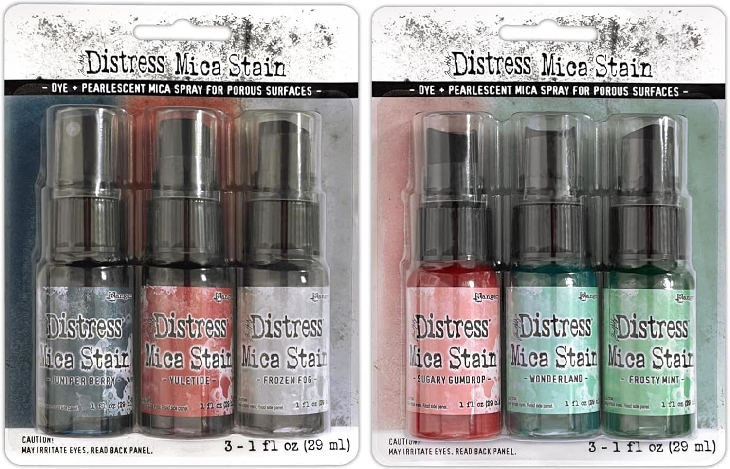 Tim Holtz Mica Stain 2023 Christmas - Holiday Set #5 & Set #6 - Juniper Berry, Yuletide, Frozen Fog, Sugary Gumdrop, Wonderland & Frosty Mint