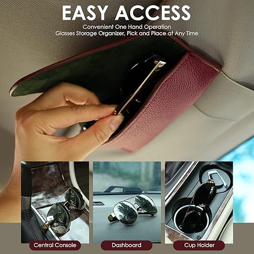 Miniatura 4 de Soporte para lentes de sol para visera de automóvil, clip de cuero para lentes de automóvil, accesorios para visera, soporte para lentes