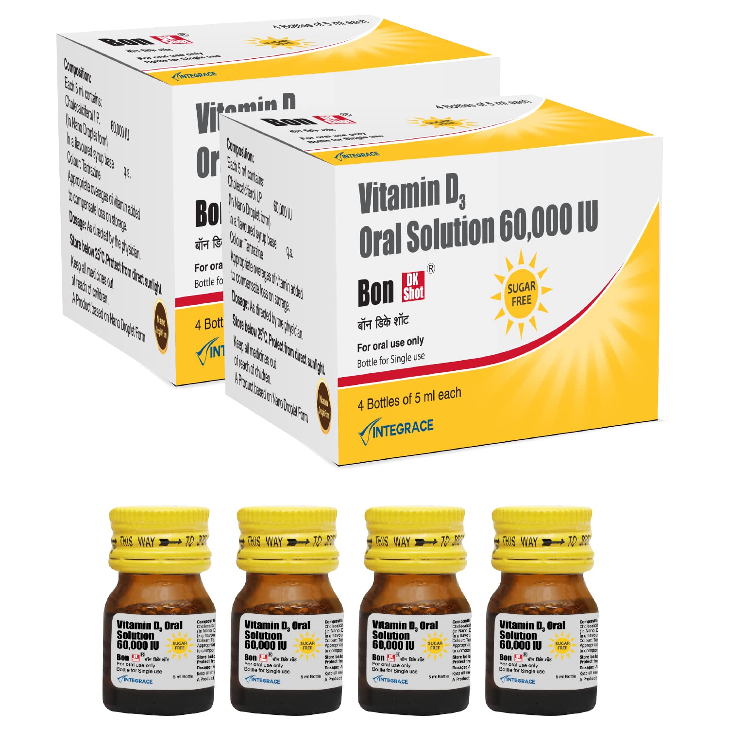 DK Shot Sugarfree Vitamin D3 Oral Solution (8 Shots of 5ml each) |Sugar Free Shot with Pineapple Flavour