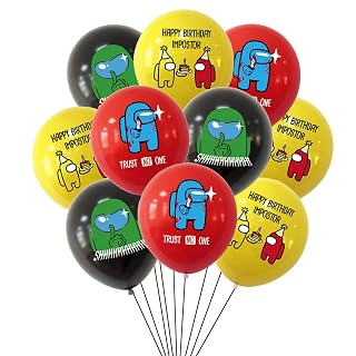 RasuDecor 10Pcs 12”Among Us Game Theme Print Latex Balloons Computer Games Toys Equipment Print for Kids Boys Girls Adults Birthday Party Supplies Decoration #RasuImpex (10Pcs AmongUsBalloons)