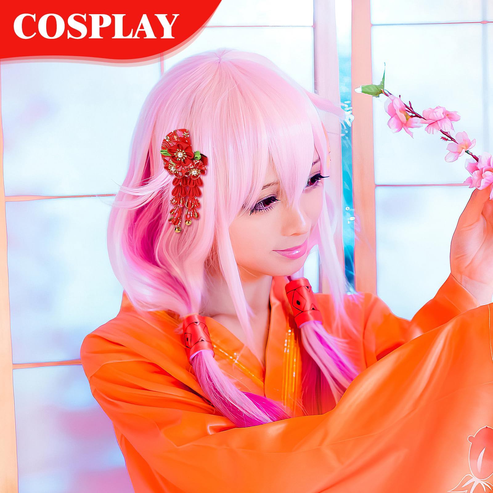 FRCOLOR Japanese Hair Clips Kimono Flower Hair Pins with Tassel