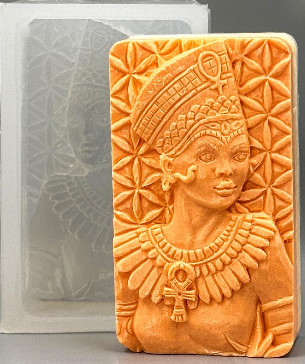 Black Queen Silicone Mold SOAP Plaster Wax Resin Clay 5oz African Lady ANKH, Crafting Tool
