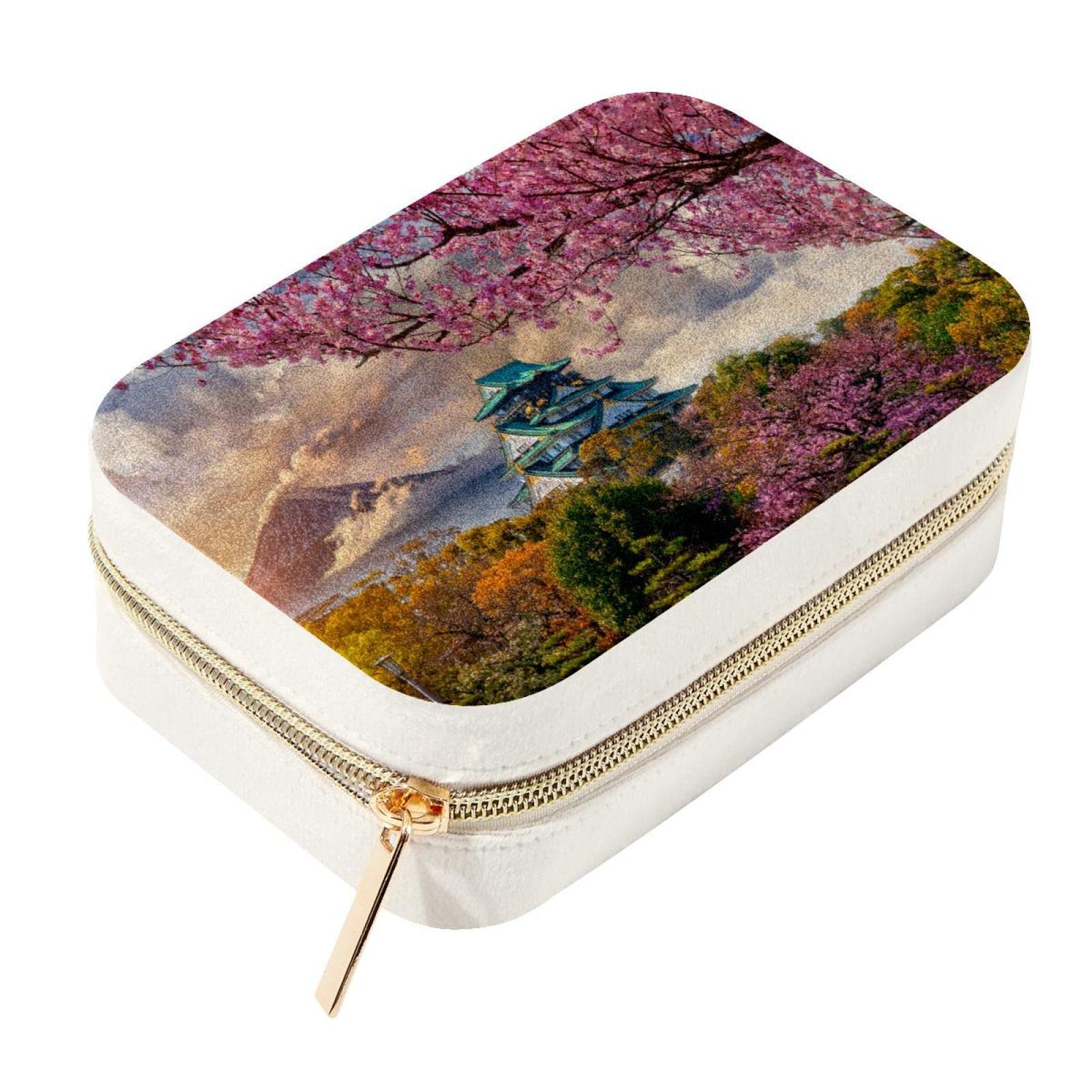 Boîte à bijoux château de cerisier et organiseur de voyage compact pour bagues et bracelets