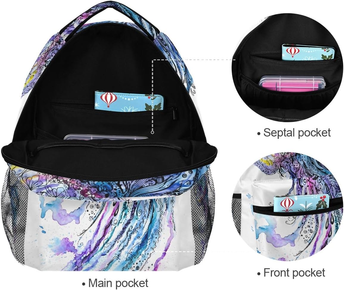 SUABO Ocean Jellyfish School Backpack Bookbag for Boys Girls Teens Casual Travel Bag Computer Laptop Daypack