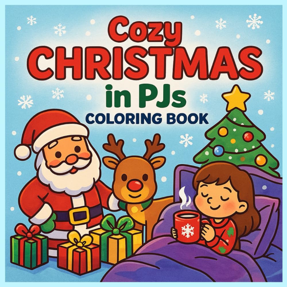 Cozy Christmas in PJs Coloring Book: Bold and Easy Coloring Book for all ages featuring Simple Cute Christmas Designs for Relaxation