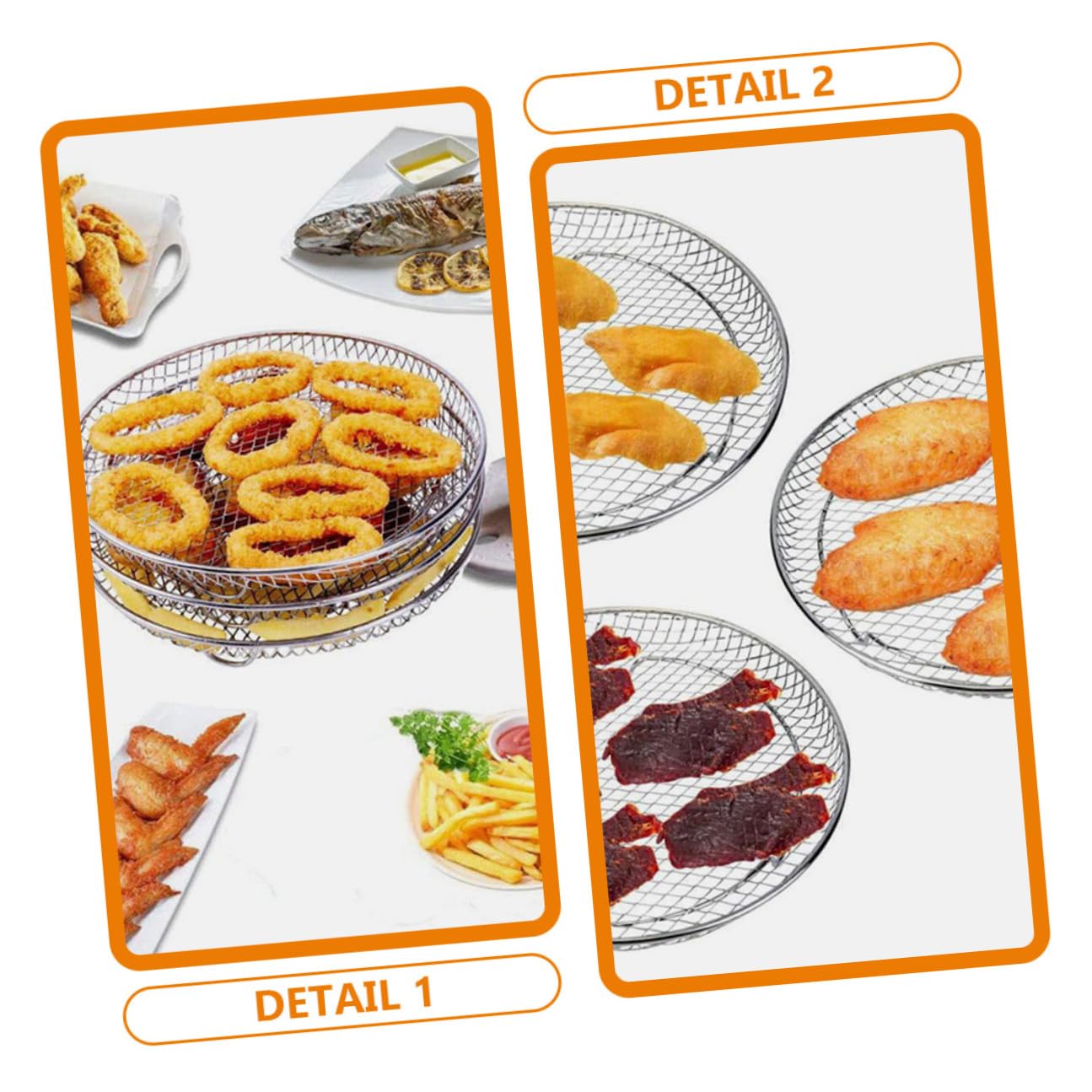 Hohopeti Accessori per Friggitrice ad Aria in Acciaio Inossidabile 3 Strati, Resistente alle Alte Temperature, Griglia Rotonda per Uso in Cucina