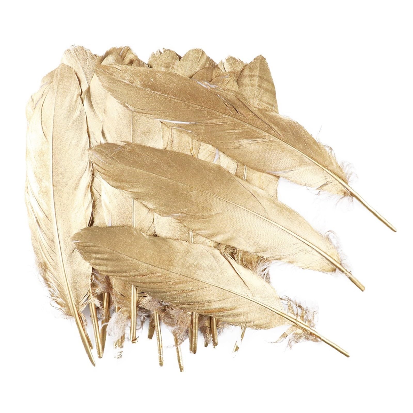 Plume d'oie naturelle en or noir, plumes d'aiguille, bijoux artisanaux, décoration DIY(Style I,100PCS)