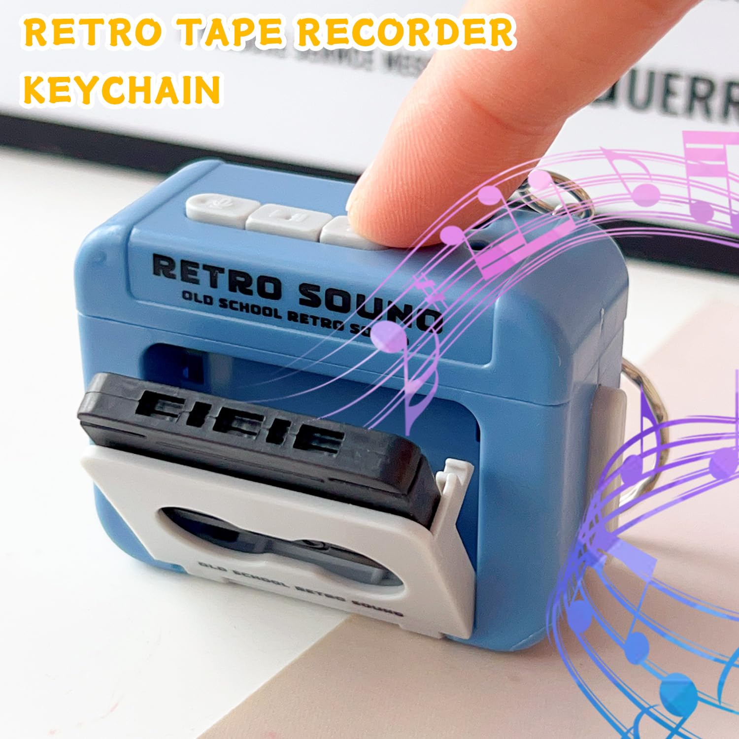1PCS Retro Recorder Key Ring Funny Music Box Pendant Charm Recordable Tape Recorder Keychain Gift,5.5 * 4.1 * 2.2cm - 3