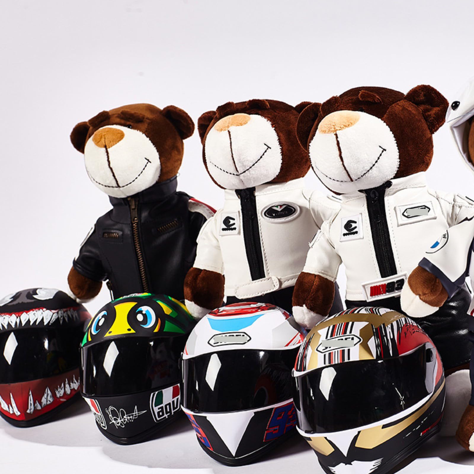 HTLNUZD Full Face Motorcycle Helmet with Stuffed Bear Jacket Clothes Dolls Motorcycle Bear Decoration Helmet for Pet Helmet (red-Red Letter) : Automotive