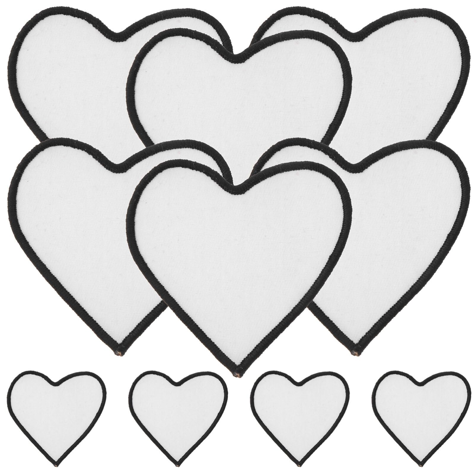 EXCEARTBlank Sublimation Patches 10pcs Heart Shaped Iron-on Fabric Patches DIY Heat Transfer Appliques for Clothes Hats Uniforms Backpacks Shoes